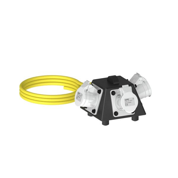 ELSPRO Vollgummi-Sicherheitsverteiler Baureihe CELLE, Zuleitung: 3 m CEE 42 V, Ausgang: 3 CEE 42 V, 1001107
