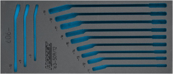 Insert en mousse souple Hazet à 2 composants, pour 163-509 Dimensions / longueur : 392 mm x 172 mm Taille du système d'organisation : 1/3+ (172 x 392 mm), 163-509L