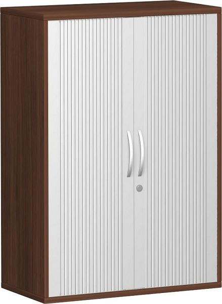 armoire à volets roulants geramöbel 2 étagères décoratives, verrouillable, 800x425x1152, argent/noyer, N-10Q308-SN