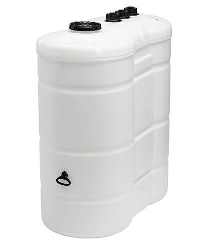 Réservoir plastique double paroi DENIOS, 1500 litres, indicateur de niveau, trou de visite 240 mm, 285-982