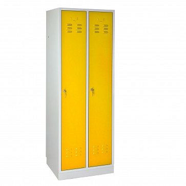 ADB casier / armoire vestiaire &quot;régulier&quot; 2 portes, dimensions (HxLxP) : 1780x600x500 mm, couleur corps : gris clair (RAL 7035), couleur porte : jaune colza (RAL 1021), 40882