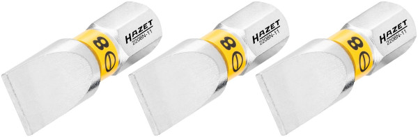 Embout Hazet, six pans plein 6,3 (1/4 pouce), profil de fente, 1,2 x 8 mm, nombre d'outils : 3, 2208N-11/3