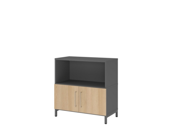 Étagère/portes Hammerbacher, 2OH, base, graphite/chêne, VFW28T1KU/G/E/BS
