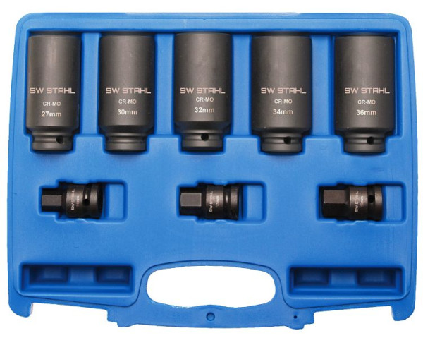 Inserts pour clés à douille SW-Stahl IMPACT, 3/4", douze pans, 8 pièces, 10186L