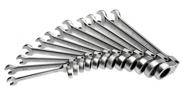 Clé mixte ELORA à cliquet à anneau articulé, 12 pièces, ELORA 204RS 12M, 0204500122000