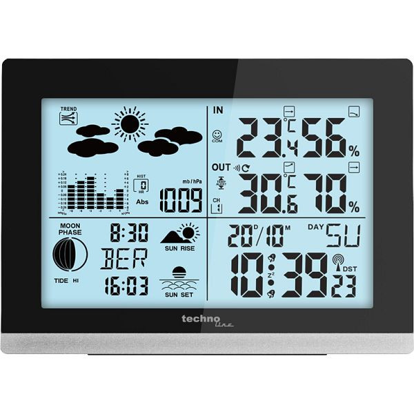 Station météo Technoline, radio-réveil DCF-77 avec possibilité de réglage manuel, dimensions : 158 x 113 x 40 mm, WS 6762