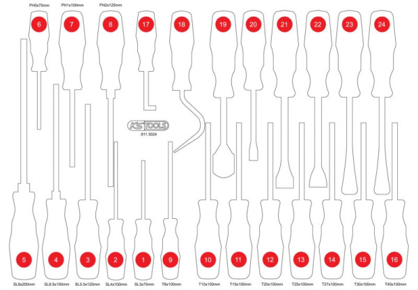 KS Tools Insert en mousse vide pour 811.3024, 811.3024-97