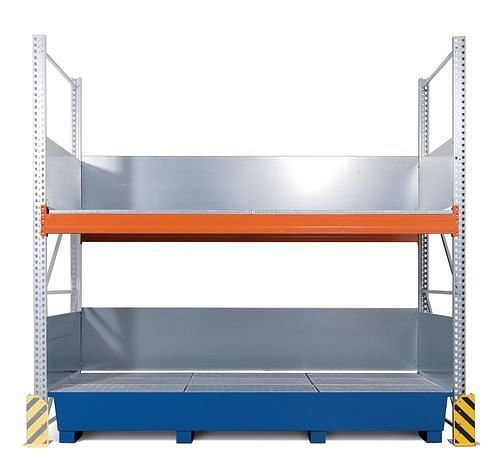 Rayonnage combiné DENIOS 3 K6-I avec égouttoir revêtu, pour 6 IBC de 1000 litres chacun, unité complémentaire, 199-730