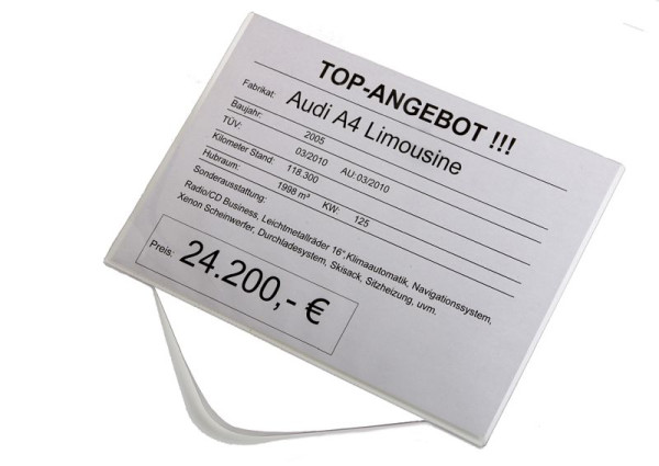 Plaques de vente Eichner, transparentes, format : DIN A3 paysage, UE : 5 pièces, 9219-00129