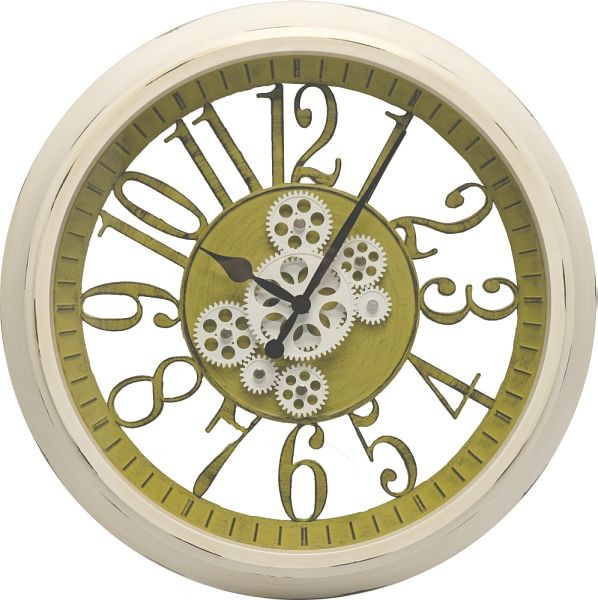 Horloge murale à quartz Technoline blanc, engrenages mobiles grâce à des piles supplémentaires, dimensions : Ø 50,5 cm, WT 1580 blanc