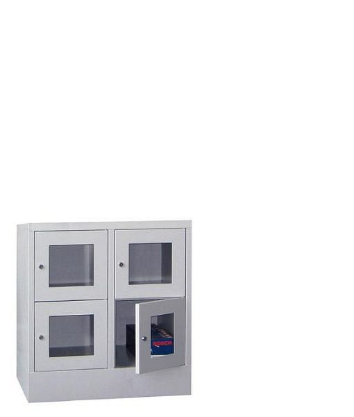 Armoire vestiaire Pavoy avec base 855/500/800, 2l x 2h, serrure à cylindre, largeur de compartiment 400, hublot, 61213-224-091-910905