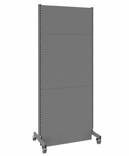 Cloison acoustique mobile DENIOS, champ de base, L 1000, H 2500 mm, tôle perforée acoustique sur deux faces, grise, 293072