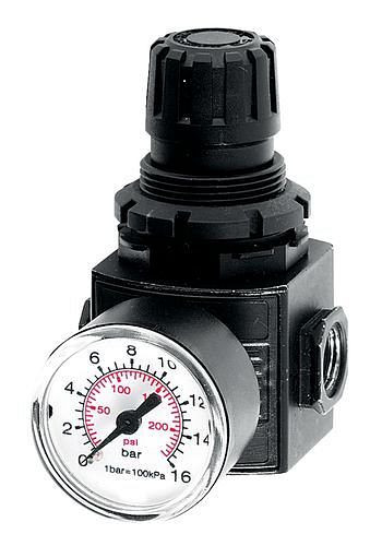 Réducteur de pression DENIOS G1/4" pour pompes à air comprimé DP, manomètre 0-12 bar, 207-747