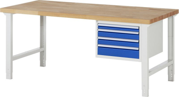 Etabli RAU série 7000 - modèle 7132, L2000 x P900 x H790-1140 mm, base système L2000 x P850 x H750-1100 mm, 03-7132A1-209B4H.11
