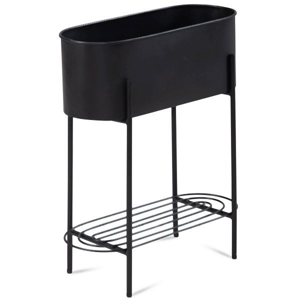 Wohnling jardinière métal 51x65x22 cm cache-pot noir avec cadre et étagère, intérieur, rectangulaire, WL6.755