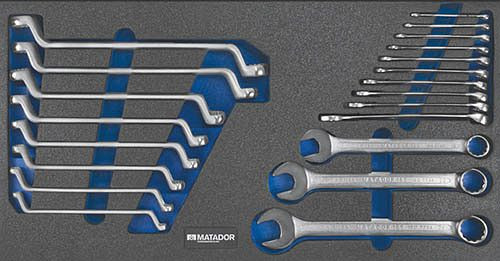 Insert à outils Bedrunka+Hirth, jeu de clés 21 pièces, dimensions en mm (LxPxH) : 600 x 300 x 25, 08.88.204
