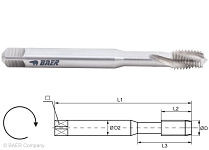 BAER Taraud machine HSSE 15° RSP - M 4 x 0,7 - DIN 371 matériaux à copeaux longs, 110608003