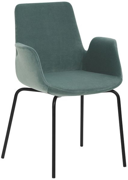Fauteuil Mayer Sitzmöbel myHELIOS, assise et dossier en velours velours aqua, structure à quatre pieds thermolaqué noir, 2009_V3_30606