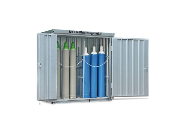 Chargeur à gaz SÄBU SAFE 224 LIF, galvanisé, assemblé, avec plancher grillagé, 2100 x 1140 x 2250 mm