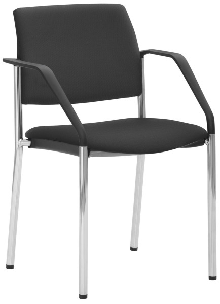 Chaise empilable Mayer Sitzmöbel , structure chromée à 4 pieds, accoudoirs inclus, noir, 2518_V1_A_30617