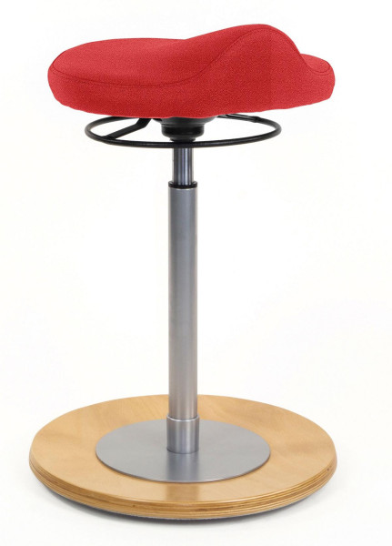 Tabouret Mayer Sitzmöbel avec assise confort de forme ergonomique, plaque de base en hêtre naturel, hauteur d'assise 54 - 80 cm, rouge, 1101_N_30311