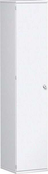 armoire à portes battantes geramöbel 4 étagères décoratives, verrouillable, serrure à droite, 400x425x1920, blanc/blanc, N-10DR504-WW