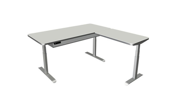 Kerkmann table debout/assise Move 4 Premium, L 1800 x P 800 mm, avec élément rapporté 1000 x 600 mm, réglable en hauteur électriquement de 620 à 1270 mm, gris clair, 10321111