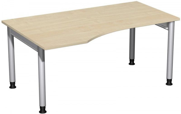 Bureau PC geramöbel gauche, réglable en hauteur, 1600x1000x680-820, érable/argent, N-657312-AS