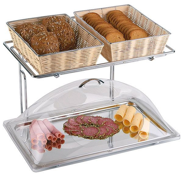APS cadre de buffet GN 1/1, à deux étages, 2 parties, environ 50 x 34 cm, hauteur 37,5 cm, cadre en fil chromé, 2 niveaux, 11555