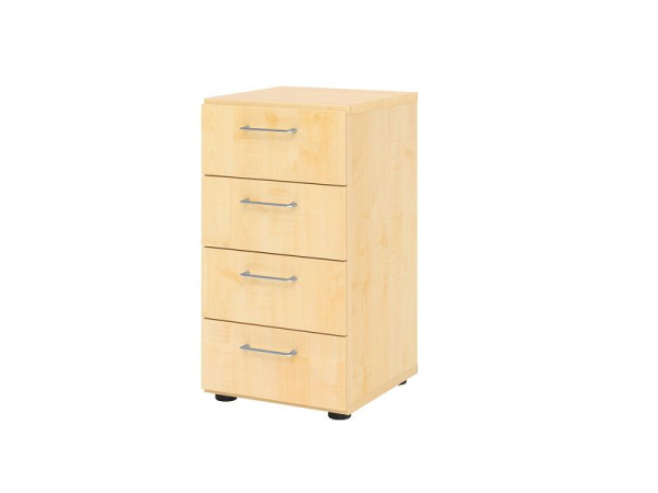 Armoire à tiroirs Hammerbacher 2OH, 4 tiroirs 924S4 BS, corps : érable / façade : érable, 40x41,7x74,8 cm (LxPxH), 4 tiroirs, poignée en métal BS, V924S4/3/3/BS