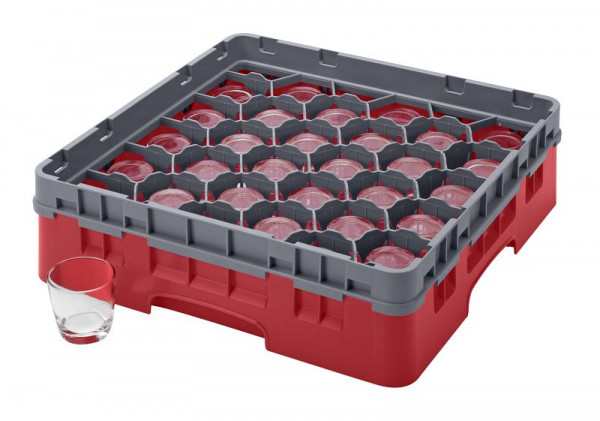 Cambro Panier de rinçage Camrack® à 30 compartiments Hauteur maximale de 9,2 cm, Couleur : Rouge, 30S318163