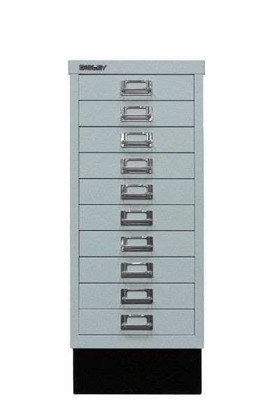 Bisley MultiDrawer™, série 29 avec base, DIN A4, 10 tiroirs, argent, L2910S355