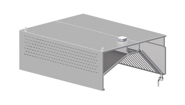 Hotte murale à induction Stalgast avec compensation, forme caisson 1300 mm x 900 mm avec filtre pare-flamme type B, WH13905