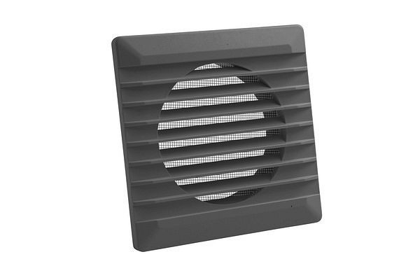 Grille de ventilation Marley 140x140mm avec moustiquaire et raccord tuyau Ø100mm anthracite, 059648