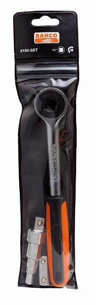 Cliquet Bahco 1/2" 8195-R + carré de raccordement 8195-SQ + clé mixte étagée 8195-KEY, 8195-SET