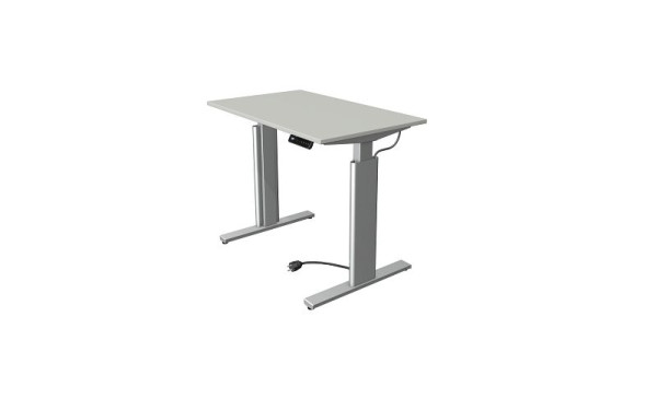 Kerkmann Move 3 table assis/debout argent, L 1000 x P 600 mm, réglable en hauteur électriquement de 720 à 1200 mm, gris clair, 10231111