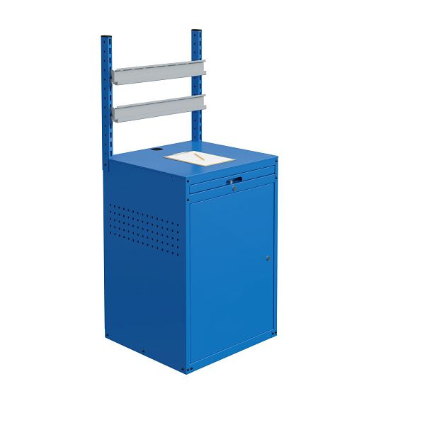 Meuble SOFAME MODULINFO L695 x P 660 x H 1005 mm avec 2 barres d'accrochage pour caissons de rangement apparents, bleu ciel RAL 5015, W040010033BIGC