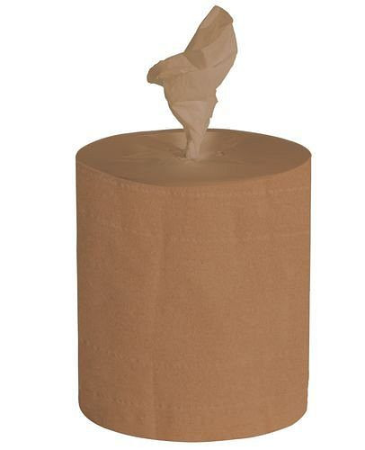 Chiffon de nettoyage DENIOS en papier recyclé, avec label écologique européen, 2 épaisseurs, marron, 1 palette, 28 rouleaux de 480 m chacun, 289753