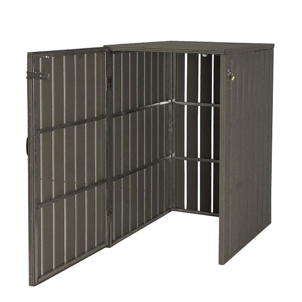 Revêtement de poubelle Mendler 1er WPC HWC-J28, poubelle, aspect bois métallique, extensible 240l, gris, 75959+75960