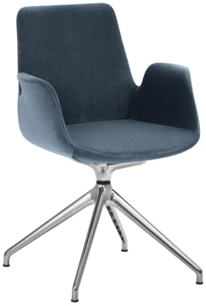 Fauteuil Mayer Sitzmöbel , piètement étoile, aluminium poli, rotatif à 360°, bleu chiné, 2009_S1_26652