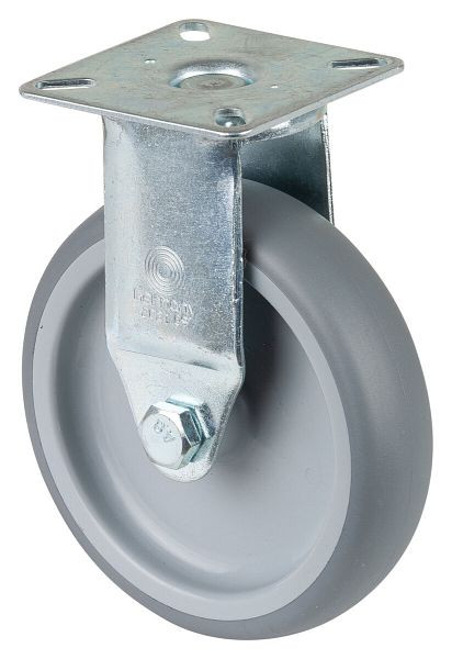 Rouleau d'appareil BS rollers, plateau, largeur de roue 24 mm, roue Ø 100 mm, capacité de charge 70 kg, bande de roulement en caoutchouc gris, roulement lisse, lot de 4, A310.A80.100