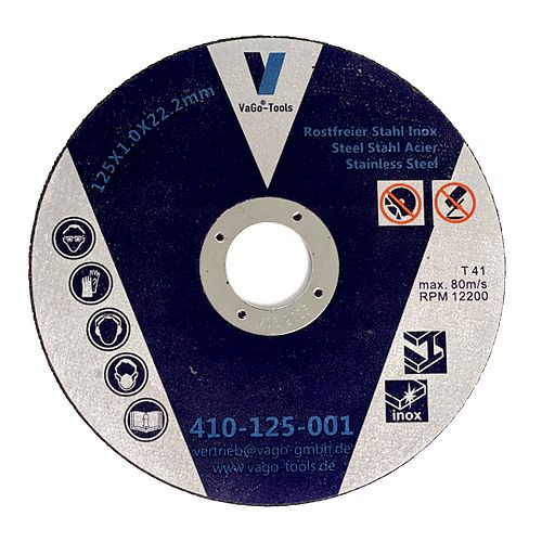 Disques à tronçonner VaGo-Tools disques flexibles 125x1mm acier inoxydable métal acier, UE : 10 pièces, 410-125-001x10_tv