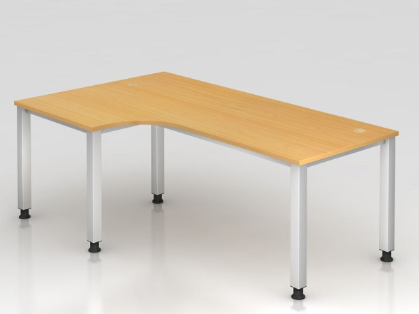 Table d'angle Hammerbacher 4 pieds carrée 200x120cm 90° hêtre, forme d'angle 90°, peut être montée à gauche ou à droite, VQS82/6/S