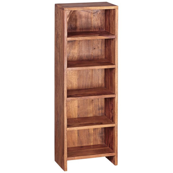 Étagère pour CD Wohnling MUMBAI en bois de Sesham massif, hauteur 90 cm, 5 compartiments, style maison de campagne naturelle, WL1.763