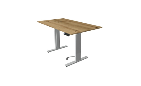 Table assis/debout Kerkmann Move 3 tubes, L 1400 x P 800 mm, réglable en hauteur électriquement de 720 à 1200 mm, chêne, 10236555