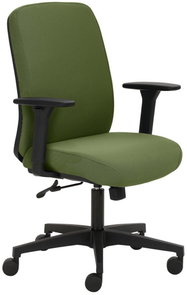 Mayer Sitzmöbel chaise pivotante, dossier bas, assise et dossier rembourrés, accoudoirs 3D noir, vert fougère, 2219_AV3D_30613
