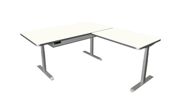 Kerkmann table debout/assise Move 4 Premium, L 2000 x P 1000 mm, avec élément rapporté 1200 x 800 mm, réglable en hauteur électriquement de 620 à 1270 mm, blanc, 10321410