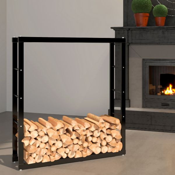 Support à bûches Metra pour intérieur et extérieur, support à bûches en métal extérieur 100x25x100 cm, 10906