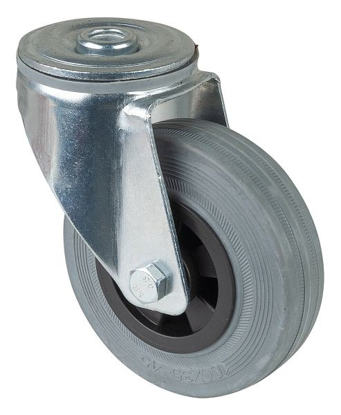 Rouleau de transport BS rollers, largeur de roue 30 mm, Ø roue 100 mm, capacité de charge 70 kg, bande de roulement en caoutchouc gris, roulement à rouleaux, lot de 2, L101.B46.100