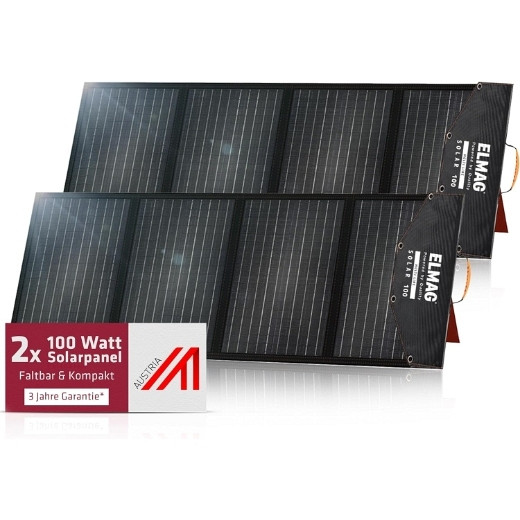 ELMAG panneau solaire pliable SOLAR 100 DUO - monocristallin, 18VDC, 2x100Wc pour centrales électriques portables, pack: 2 pièces, 52952